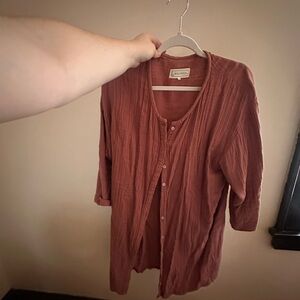 Rose Gauze Button-Up Cardigan